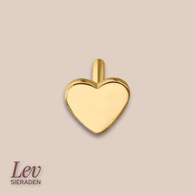 Lev Sieraden - Push pin Labret staafje Hartje - 1.2 x 6mm - Goud kleurig - Titanium - Verwiselbaar labret staafje - Push pin labret base Heart