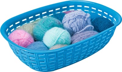 Hega Hogar Opbergmandje/kastmandje - blauw - 3 liter - kunststof - 21 x 30 x 7 cm - kleine opslag bakjes - manden
