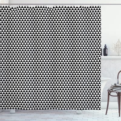 ABAKUHAUS Douchegordijn – Driehoekpatroon – 175x200 cm – Antraciet/Wit