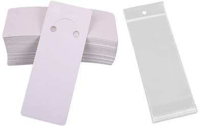 Dailygoods- Displaykaarten 100 Stuks - Zelfdichtende Zakken - Kaartpapier/Plastic - 15 x 5,2 cm - Beschrijfbaar Oppervlak - Retail Klaar