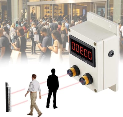 Personenteller - Bezoekersmeter - Publieksbeheer - Bidirectionele detectie - 150x90x55 mm - Zwart