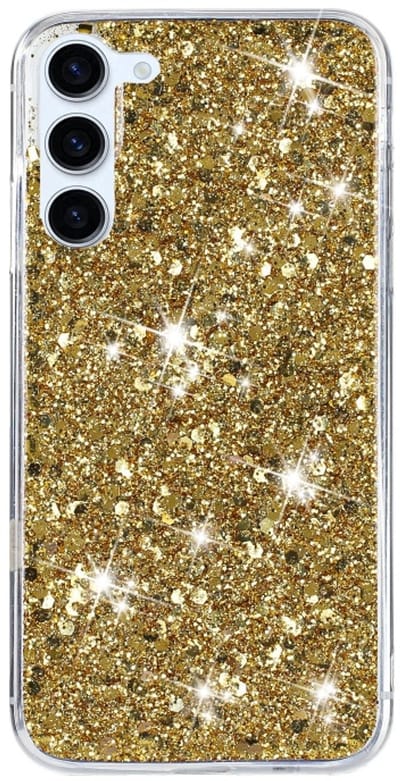 Voor Samsung Galaxy S24+ 5G transparant frame glitterpoeder TPU telefoonhoesje (goud)