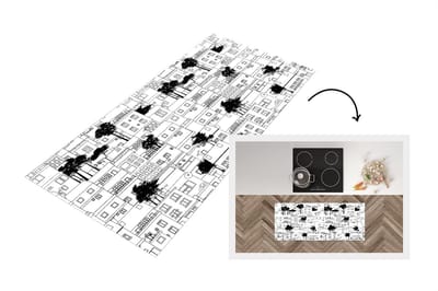 Keukenloper - Loper keuken - Patronen - Bomen - Huis - 120x50 cm - Keukenloper vinyl