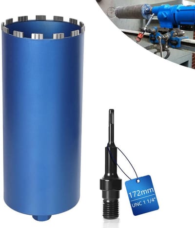 Diamantboorkroon Nat/Droog 172 mm voor Beton en Metselwerk SDS-Plus Opname