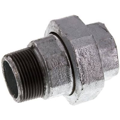 Rp 1 1/4'' x R 1 1/4'' F/M Verzinkt Gietijzeren Borstnippel 3-delig met Vlakke afdichting 25 Bar - FL2S-FM-IZ-114R-T