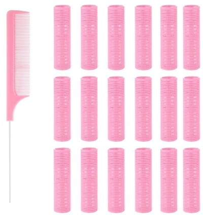 EIROVYA Zelfklevende kleine krulspelden, zelfklevend, voor salon, kappers, ratten, staart, kam, krulspelden, wordt geleverd met een staartkam met stalen naaldpunt, 19 stuks, Brons, M