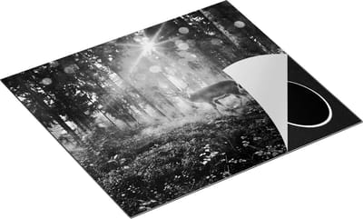 Chefcare Inductie Beschermer Hert in Bos met Zon - Zwart Wit - 60x50 cm - Afdekplaat Inductie - Kookplaat Beschermer - Inductie Mat