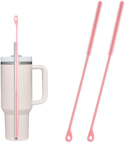 Allecto - Siliconen Rietjesreiniger - Herbruikbare Borstel - 24 cm - Flexibel en Buigbaar - Voor Metaal en Glasrietjes - Roze