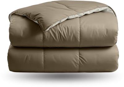 Zelesta Deluxe Duo Dream Taupe & Cream 140x200 - Dekbed zonder overtrek - Eco Cloud vulling - Wasbaar hoesloos dekbed - Vaste overtrek - Percal katoen dekbed - All Year Winterdekbed & Zomerdekbed