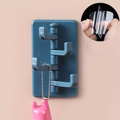 1 pièce Étagère de Rangement en Plastique Contemporaine à Fixation Murale, Organisateur à Crochets Auto-adhésifs Facile à Installer, pour Accessoires de Cuisine et de Salle de Bain bleu
