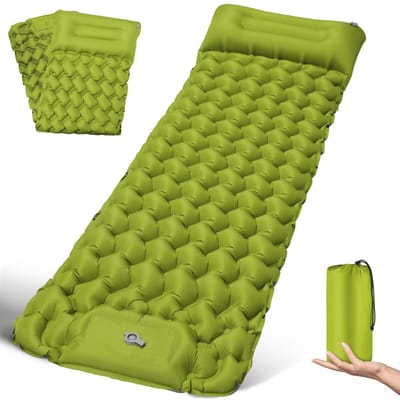 Unyqoos® Ultralicht Zelfopblazend Campingluchtmatras met Kussen voor Outdoor Avonturen en Stranddagen
