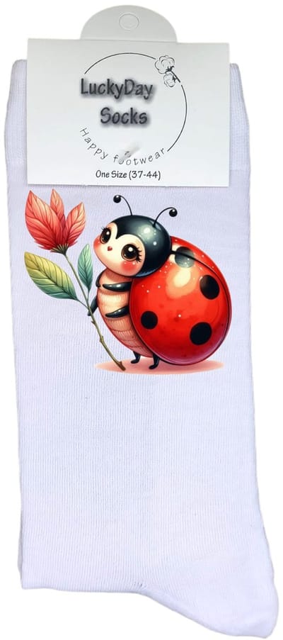 Luckyday Socks - Unisex sokken - Lieveheersbeestje - cadeau sokken - Maat 37-44