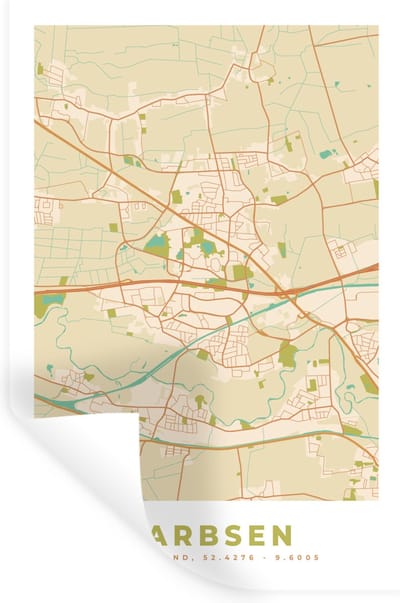 Muurstickers - Sticker Folie - Kaart - Garbsen - Vintage- Stadskaart - Plattegrond - 20x30 cm - Plakfolie - Muurstickers Kinderkamer - Zelfklevend Behang - Zelfklevend behangpapier - Stickerfolie