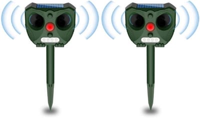 Thuys – 2x Ultrasone Dierenverjager – Op Zonne – Energie – Waterdichte Verjager – Met Bewegingssensor – Voor Tuin