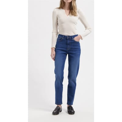 Mud Jeans Mams High Tapered Stone Indigo Größe: W25L30 | Straight Jeans Outlet | Damen | Blau