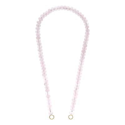Lucardi Dames Stainless steel bedelketting rosequartz voor dames - Ketting - Staal - Goudkleurig - 44 cm
