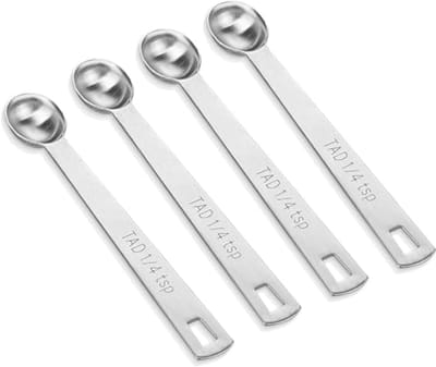 SnelShoppen - 4 Stuks 1/4 Theelepel Mini Maatlepels - RVS Maatlepels - 1ml 1.25cc - Keuken Accessoire voor Nauwkeurige Metingen