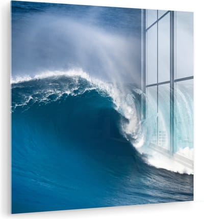 MuchoWow® Glasschilderij 90x90 cm - Schilderij acrylglas - Zee - Golf - Hawaii - Foto op glas - Muurdecoratie woonkamer - Wanddecoratie slaapkamer - Schilderijen