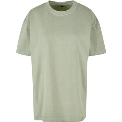 Build your Brand Ladies Oversized Acid Wash Tee BY270 - SOFT SALVIA - XS