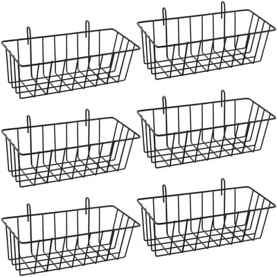 Store_8 - Grid Baskets - Wandmanden - Efficiënte ruimtebesparing - Zwart - Met haken - Ideaal voor badkamer en kantoor - 23 x 10 x 7.5 cm