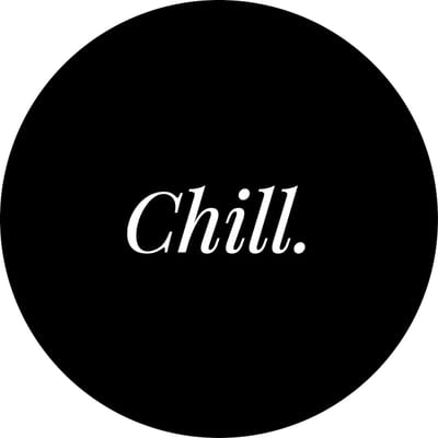 Schilderij Woonkamer - Muurcirkel Chill - buiten en binnen - zwart wit - teksten- tuindecoratie - Ø 50 cm -