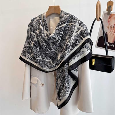 130X130Cm Luxe Print Satijnen Zijden Vierkante Sjaal Voor Dames Zomer Zon Bescherming Sjaal Hijab Neckerchief Mode Wikkel Bandana One Size gray