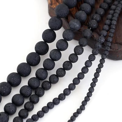 Kralen natuurlijke zwarte lavasteen kralen ronde stenen kraal olie diffuser kraal natuurlijke edelsteen kraal voor armbanden ketting sieraden maken (mix)