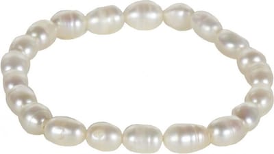 Zoetwater parel armband Bella White - echte parels - wit - elastisch - luxe sieraden zakje - wit parel armband - parel armband dames - elastisch parel armband - zoetwaterparel