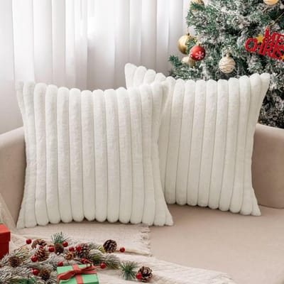 Pluche Kussensloop 50x50 cm voor Kerstdecoratie - Set van 2 Imitatiebont Sierkussens