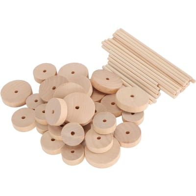 Roues en Bois Brut DIY Roue Ronde Polie Pièces en Bois pour Projet DIY Peinture Décoration beige