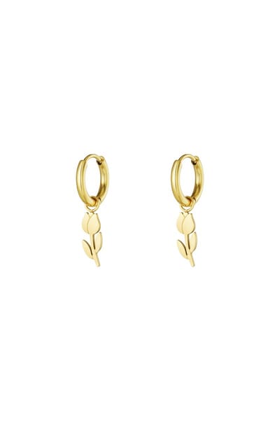 Yehwang Tulp - Oorbellen - Stainless steel - 2.5 x 1.2 cm - Goudkleurig
