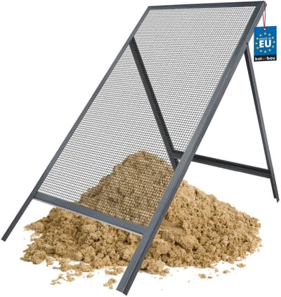 KOTARBAU® Grondzeef, Bouwzeef, 8 x 8 mm, Zandzeef, 60 x 120 cm, Doorwerpzeef, Bouwzeef Staal, Grijs, Tuinzeef, Zeef voor Grond, Zandzeef voor Bouw, Grote Grondzeef
