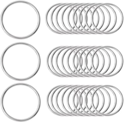 O-ringen van metaal, afdichtringen van metaal, ronde karabijnhaak voor naaien, handwerk, rugzakken, tassen en riem (zilver, 25 mm)