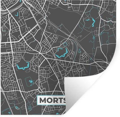 Muurstickers - Sticker Folie - België – Mortsel – Stadskaart – Kaart – Blauw – Plattegrond - 100x100 cm - Plakfolie - Muurstickers Kinderkamer - Zelfklevend Behang XXL - Zelfklevend behangpapier - Stickerfolie