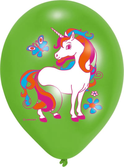 Amscan Eenhoorn verjaardag ballon Ø 27 cm - roze & groen - Set-6