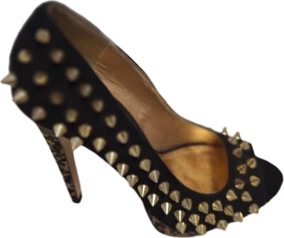 BLINK-PUMP-LEOPARD MICROFIBER BLACK/CAMEL HAK 8CM-SIZE 37