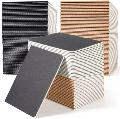 170x Kleine Kraft Notitieboekjes A6, blanco schetsboeken voor tekenen en schrijven, bulk multopack