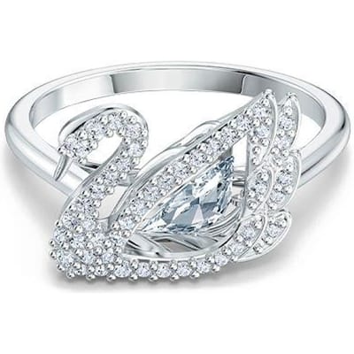 Swarovski Dansende Zwaan Kristal Ingelegd Ring Damesringen Wit 5534842+5520712+5534843 Box (Random Color),55 white