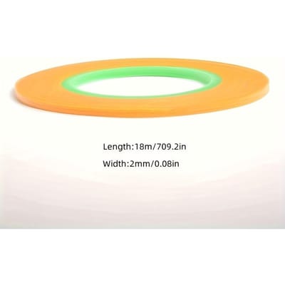 Ruban de Peinture pour Maquettes à Haute Adhésion 18m/70.92in - Ultra Fin, Sans Résidu, Ruban de Masquage et de Couverture Déchirable à la Main pour Projets DIY, Orange avec Noyau Vert 2mm*18m green