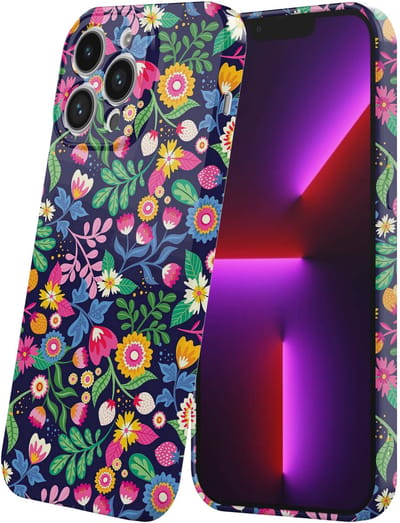 Smartphonica Telefoonhoesje Geschikt voor iPhone 13 Pro met Gekleurde Bloemen Opdruk - Flexibel Softcase TPU - Backcover Case Coloured Flowers Design geschikt voor iPhone 13 Pro