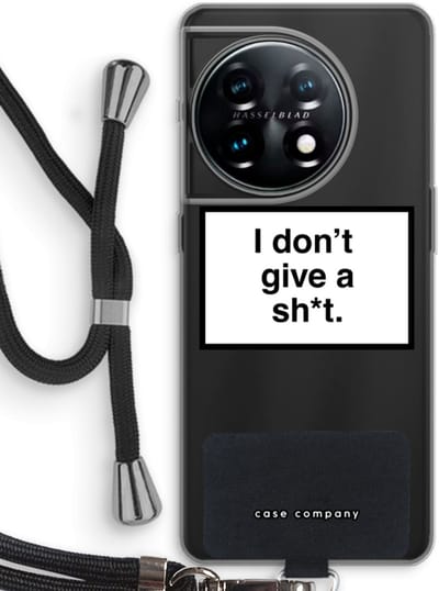 Case Company® - Hoesje met koord geschikt voor OnePlus 11 hoesje met Koord - Don't give a shit - Telefoonhoesje met Zwart Koord - Bescherming aan alle Kanten en Over de Schermrand