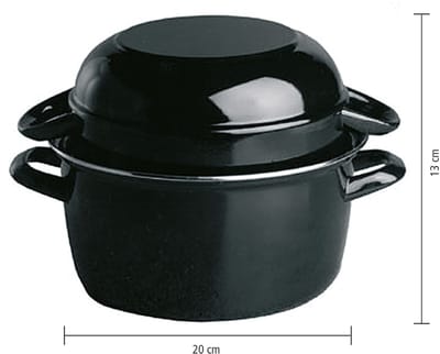 APS Mosselpan serveerpan - Zwart - 3,3 liter - 26,5 x 22,5 cm - Vaatwasserbestendig