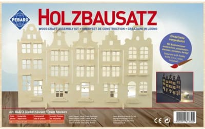 Pebaro houten bouwset grachtenpand creatief speelgoed knutselset.