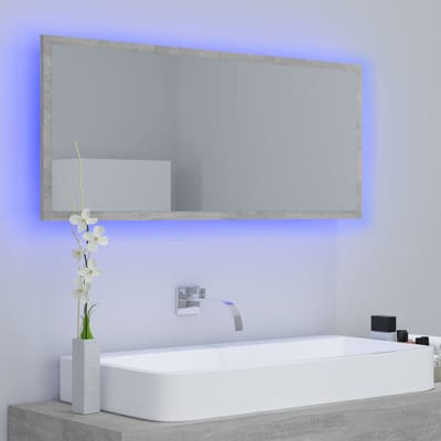 vidaXL - Badkamerspiegel - LED - 100x8,5x37 - cm - acryl - betongrijs