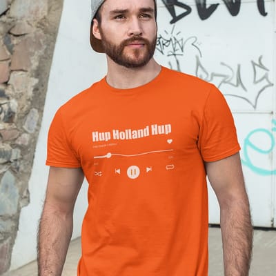 Oranje T-shirt EK WK Hup Holland Hup Music Player - MAAT XS - Heren Feestkleding & Carnavalskleding