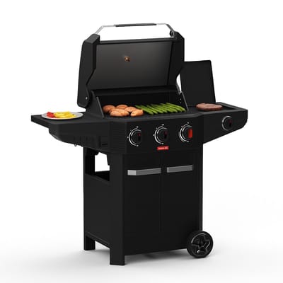 Barbecook Luca 312 gasbarbecue met kast en zijbrander zwart 133.4x60.3x112.3cm