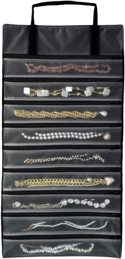 Sieraden Roltas - Reis Juwelen Opberger - Sieraden Organiseren Reizen - Negen Ritsvakken - 42x42x42 CM - Zwart