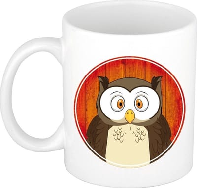 Uil mok - wit - keramiek - 300 ml - kinder beker uil