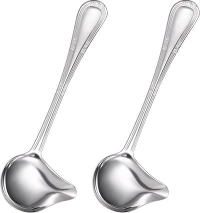 2 stuks Zilveren RVS eendenbek skimmer met schenktuit en lange steel, soeplepel en schuimspaan voor sauzen en jus (20*7.4cm)