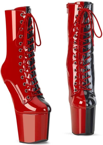 Pleaser - CRAZE-1040TT Plateau Laarzen, Paaldans schoenen - US 7 - 37 Shoes - Rood/Zwart